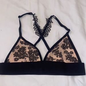 PINK black and nude lace bralette